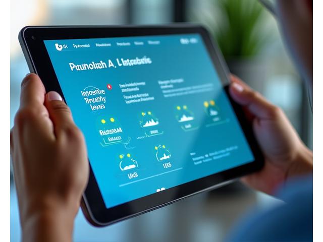 Écran d'ordinateur montrant l'interface utilisateur de la plateforme Lumière Santè avec des icônes représentant différents services comme la téléconsultation, l'IA diagnostic et les programmes de bien-être.