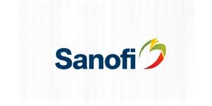 Logo de Sanofi, illustrant un partenariat pharmaceutique fructueux.
